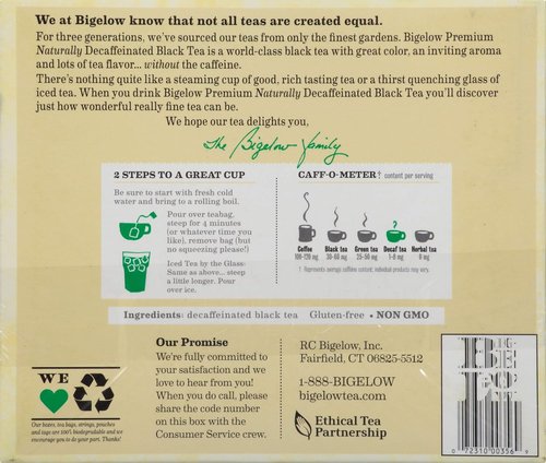 Bigelow Premium Decaffeinated Black Tea - 48 Individually Wrapped Tea Bags for a Smooth Flavor