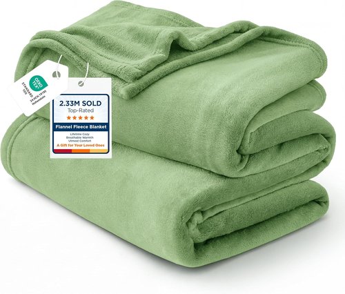 Bedsure GentleSoft Fleece Blanket - Lightweight Plush Cozy Twin Size Green 60x80 Inches for Bed & Travel