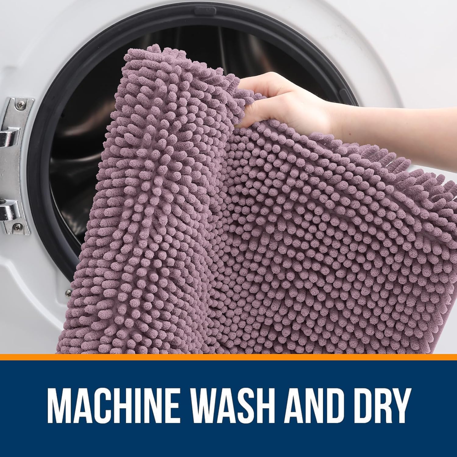 OLANLY Bathroom Rugs - Extra Soft Chenille Bath Mats | Quick-Dry, Machine Washable, 30x20, Deep Plum