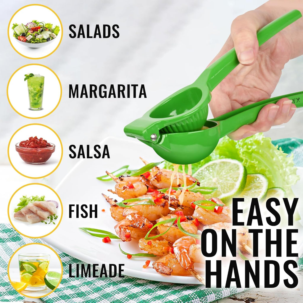 Zulay Metal Lime Squeezer - Heavy-Duty Citrus Juicer for Maximum Juice Extraction - Ergonomic Green Design