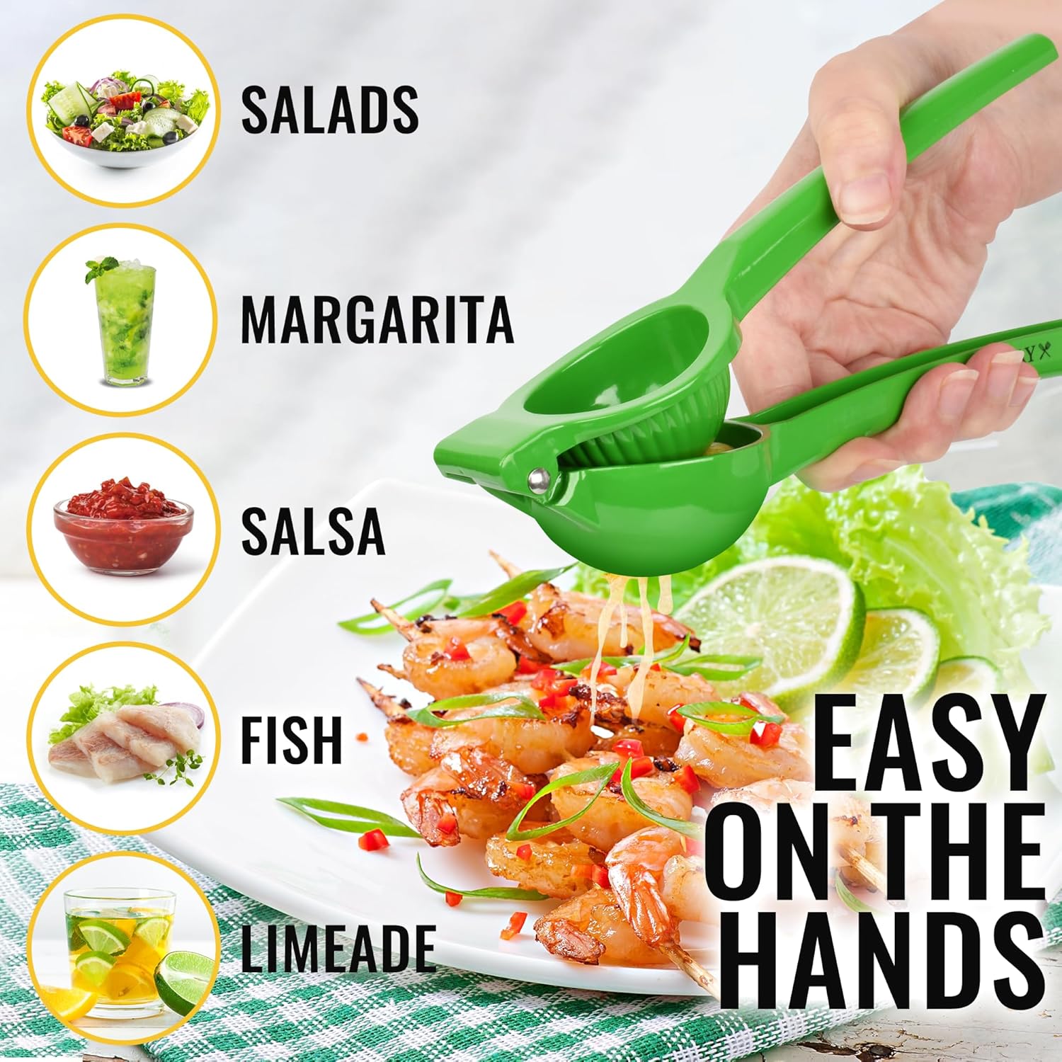 Zulay Metal Lime Squeezer - Heavy-Duty Citrus Juicer for Maximum Juice Extraction - Ergonomic Green Design