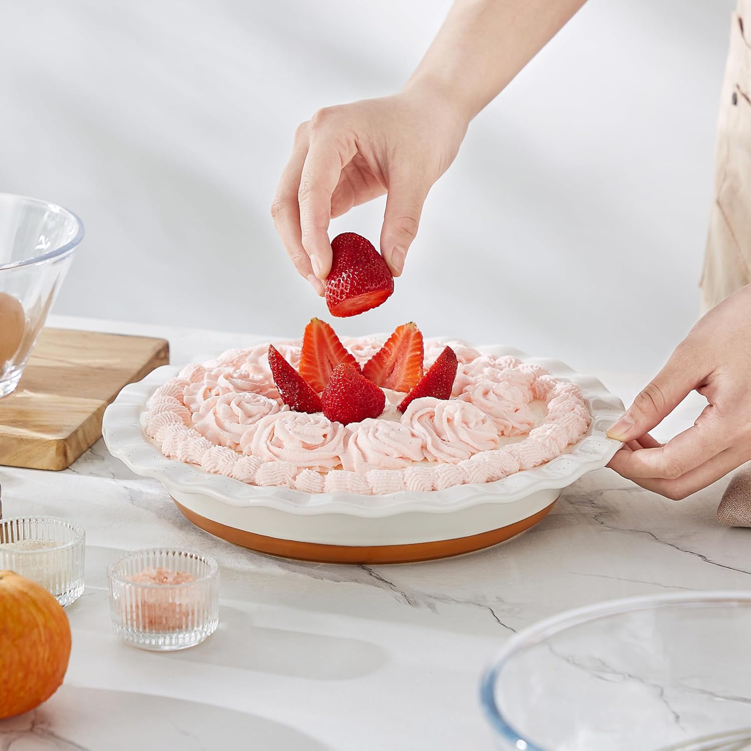 MALACASA Ceramic Pie Pan Set - Nonstick 9-Inch Deep Dish Baking Dish | Scratch-Resistant TARA Series