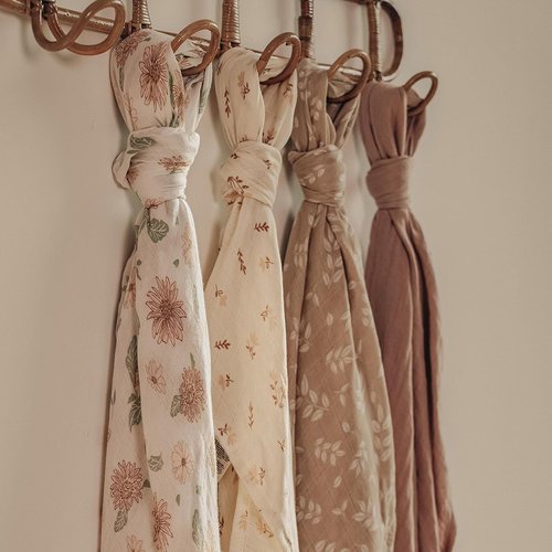 GLLQUEN Baby Muslin Swaddle Blankets - Soft & Breathable 4-Pack (35" x 40") | Perfect Newborn Gift