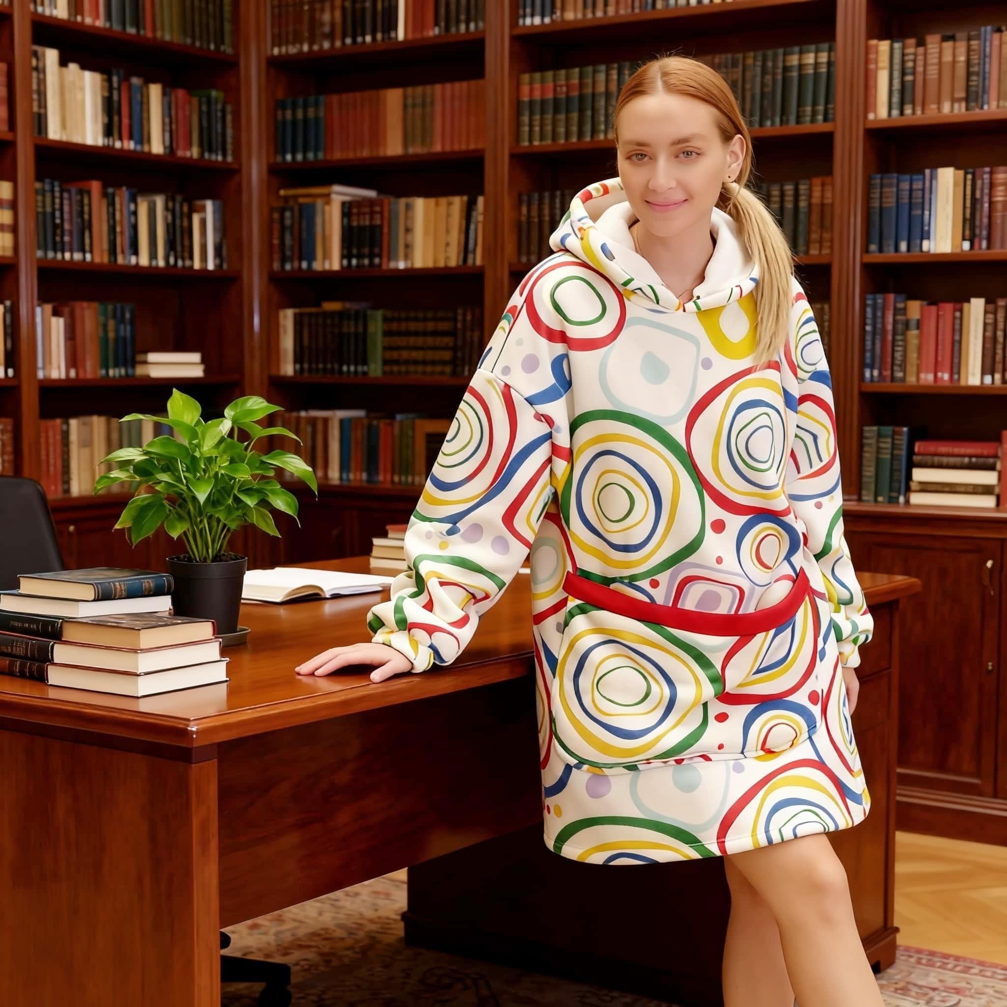 FAMWMGB Wearable Blanket Hoodie for Adults, Oversized Sherpa Fleece Sweatshirt Blanket with Sleeves and Pockets, Soft Cozy Hooded Blanket for Women and Men, Warm Flannel Lined for Winter Comfort
