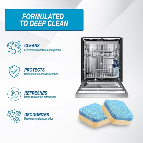 Air Jungles Dishwasher Cleaner Tablets - 24 Count Lemon Scent | Deep Cleaning Descaler for Odor & Hard Water