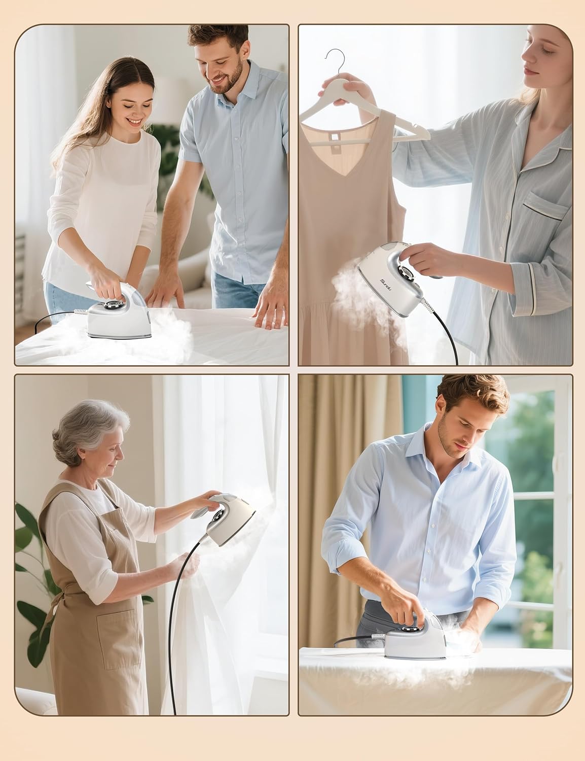 Sundu 1000W Mini Travel Steam Iron - Portable Quilting & Sewing Iron with Non-Stick Soleplate, 90ml Tank, Digital Temperature Control | Silver Grey