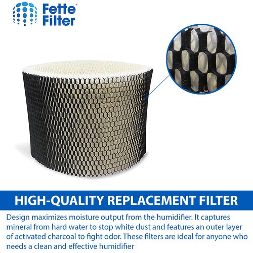 Fette Filter - HWF75 Replacement Wicking Filter Compatiable with Holmes Filter D HWF75 HWF75CS HWF75PDQ-U HF222 & Sunbeam Cool Mist Humidifier Models 3000 Series. Pack of 2