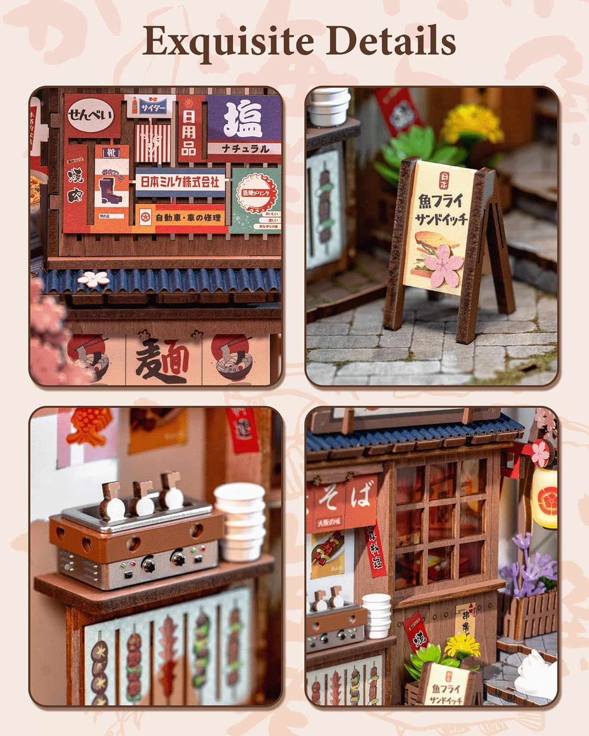 Rolife Book Nook Kit - Sakura Wine Alley 3D Wooden Puzzle | Japanese-Inspired DIY Miniature Dollhouse for Bookshelf Decor