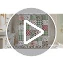 Riyidecor Patchwork Pink and Green Shower Curtain 72"x72" - Floral Design