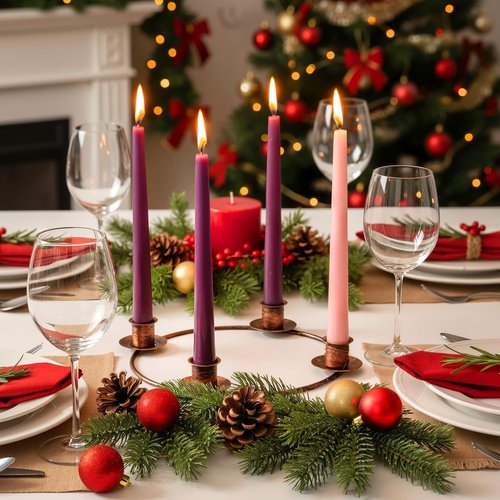 Chengu Christmas Advent Candle Holder - Elegant Metal Taper Stand for 4 Candles | Bronze Holiday Decor