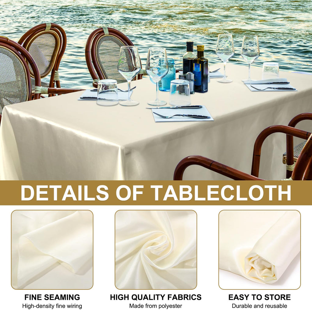 Moukeren 18 Pack Rectangle Tablecloths 58 x 102 Inch Table Cloth Reusable Washable Polyester Table Clothes Bulk for 6 ft Tables for Wedding, Party, Restaurant (Ivory White)