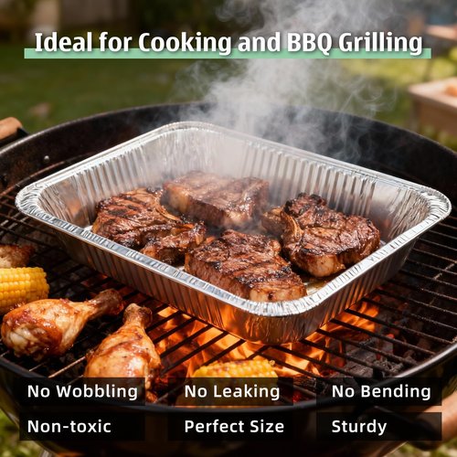 9x13 Inch Aluminum Pans Disposable- 40 Pack,Half Size Aluminum Foil Pans,Deep Tin Foil Pan,Disposable Baking Pans Great for Cooking,Heating, Storing, Prepping Food,Steam Table Deep Trays,Oven-Safe