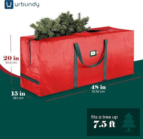 Heavy Duty Moving Bag - Red Christmas Tree Storage Bag for 7.5 Ft Trees | Year-Round Protection