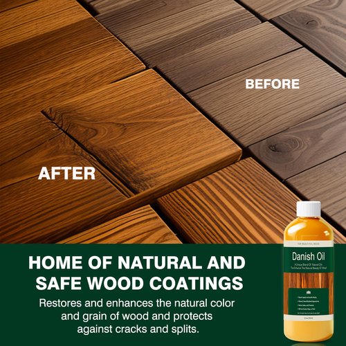 Danish Oil for Wood - Pure Polymerized Linseed Oil Wood Finish & Sealer - Ideal for Furniture, Butcher Blocks, Salad Bowls, & More - Restore & Protect, Fast Curing