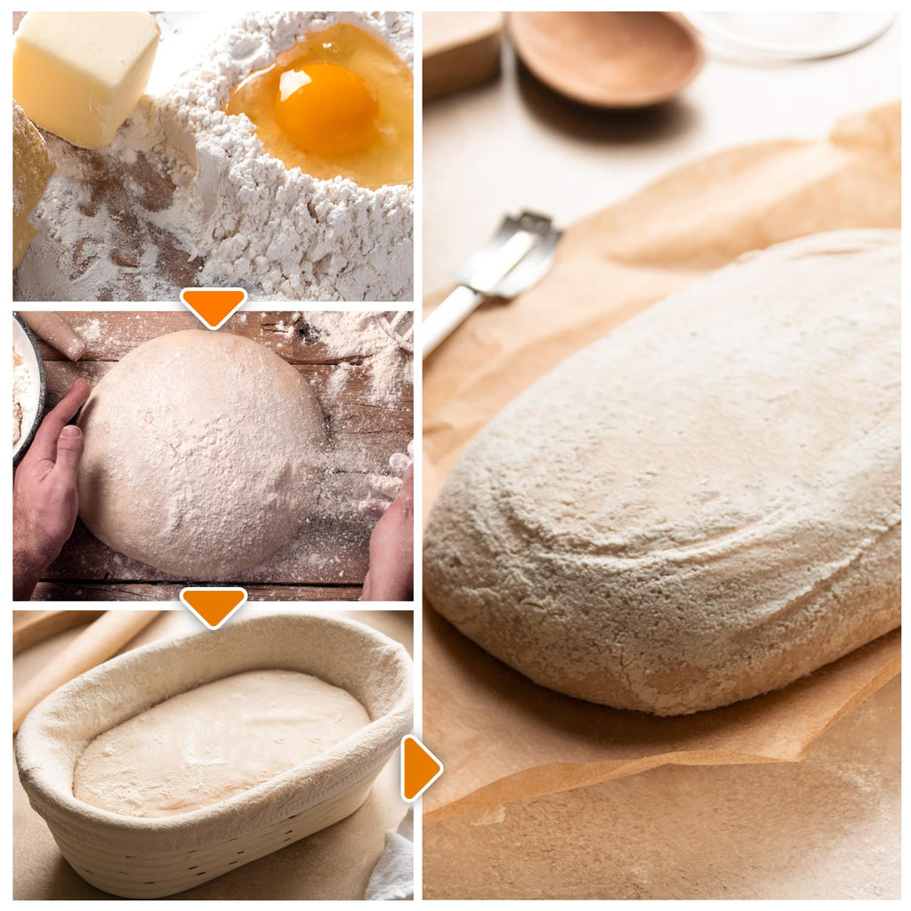 KUJIBGY 10 Inch Banneton Bread Proofing Basket, Oval Sourdough Proofing Basket with Cloth Liners & Dough Scrapers Set of 10,Bulk Rattan Banneton Sourdough Bowl Basket for Home Baker Supplies