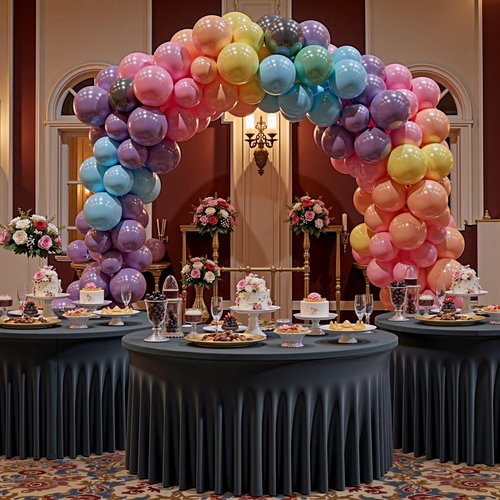 6 pk Black Spandex Round Tablecloth 60 inch with Ruffled Skirt,Wrinkle Free High-Stretch 120 inch Table Cloths Fitted 5ft Round Elastic Spandex Table Covers for Party Wedding Banquet Dinning Tables