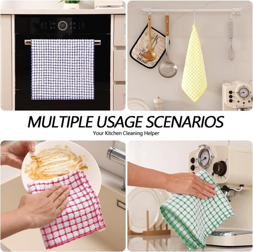 Homaxy Kitchen Towels Set - Super Soft & Absorbent Cotton Dishcloths | 8-Piece, 16x25 & 12x12 Inches, Multi-Color