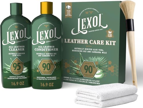 Lexol Advanced Naturals Leather Care Kit - Cleaner, Conditioner & Brush for Cars, Furniture & More | 5 Piece Set