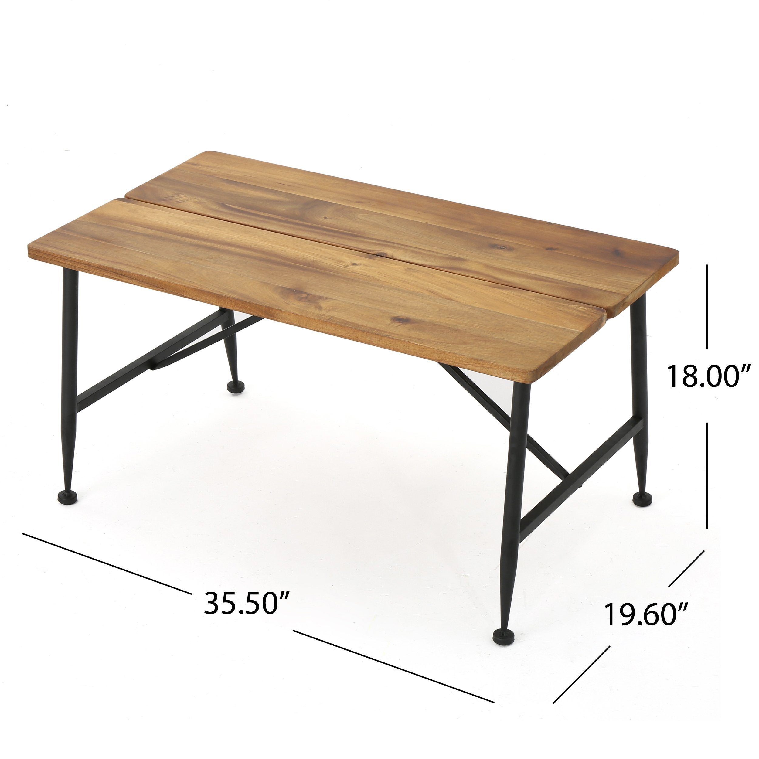 Christopher Knight Home Eleanora Industrial Acacia Wood Coffee Table with Iron Accents, Black / Antique Finish