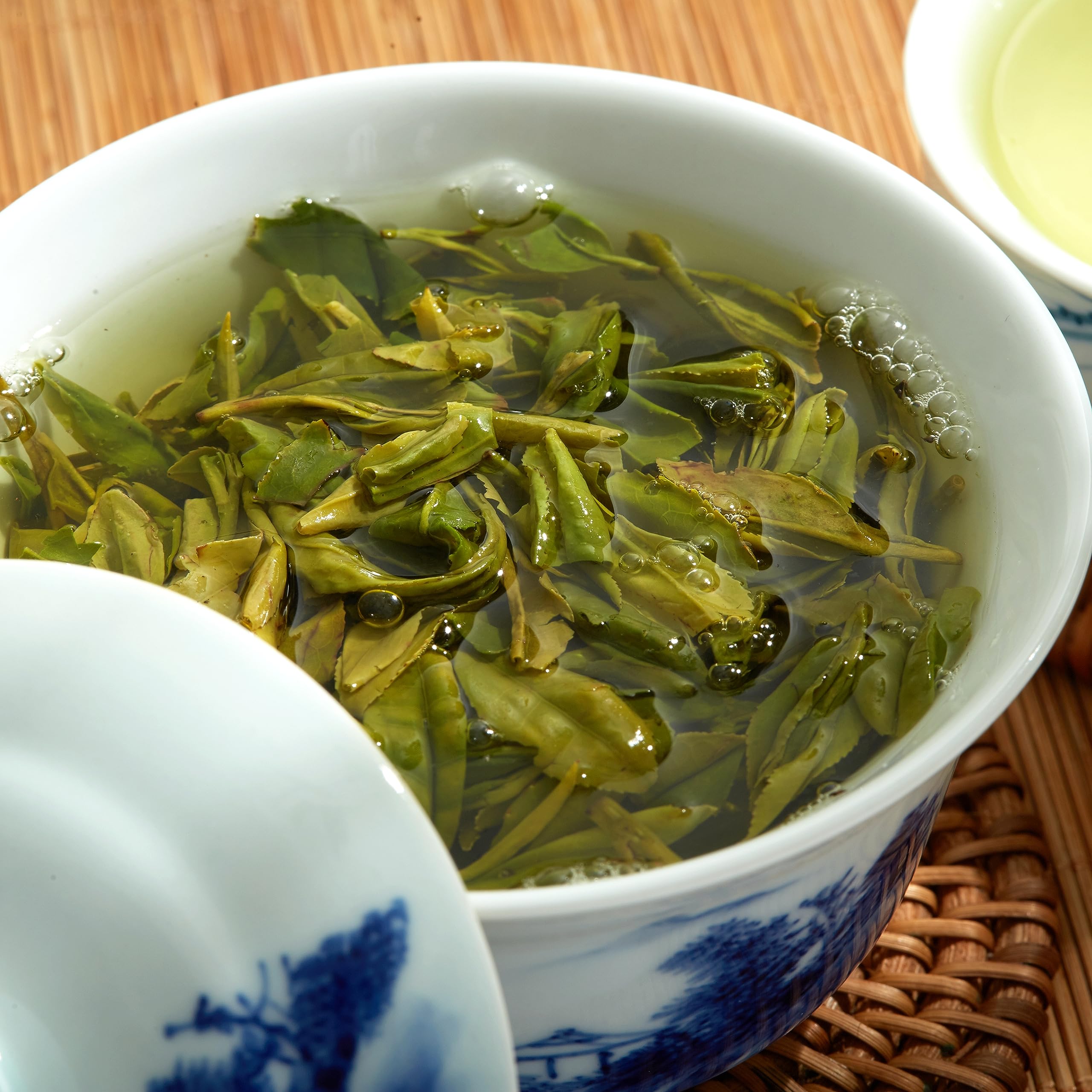 ChaWuWarmSun [A] LongJing Green Tea Loose Leaf - 3.5oz/100g Dragon Well Tea - Origin Hangzhou Chinese Whole Leaf
