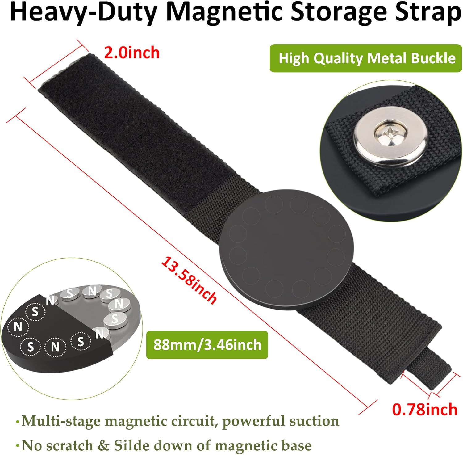 ULIBERMAGNET Strong Magnetic Hooks - Heavy Duty Tool Organizer for Cords, Cables & More | 2 Pack, 3.46 Inch