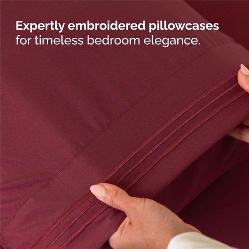 King Size 4 Piece Sheet Set - Ultra-Soft Cooling Bed Sheets for Luxurious Comfort - Deep Pockets, Wrinkle-Free - Oeko-Tex Certified - Burgundy