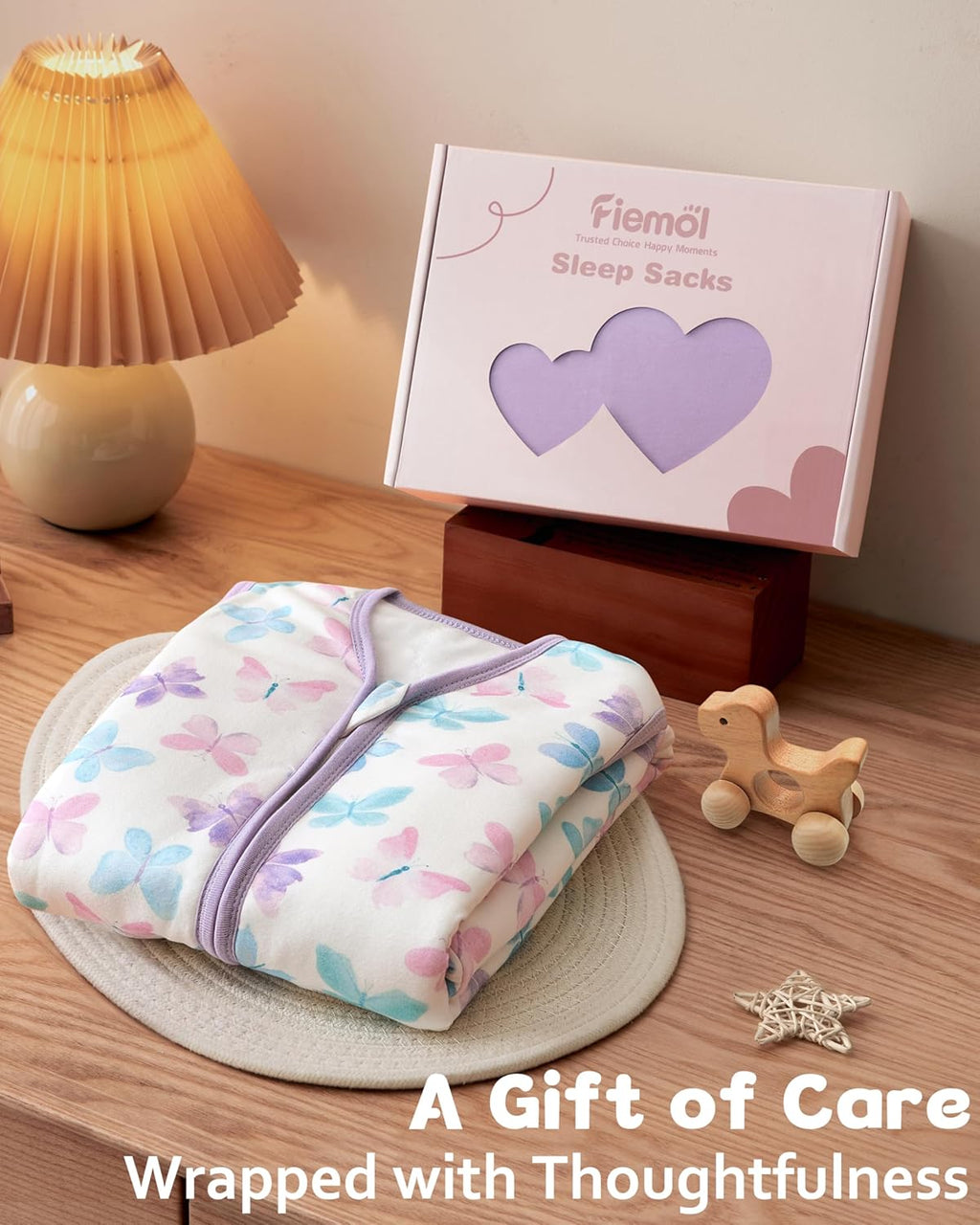 Rayon Made from Bamboo Baby Sleep Sack - Soft 1.0 Tog Wearable Blanket for Infants | 6-12 Months, 2-Pack, Purple Butterfly