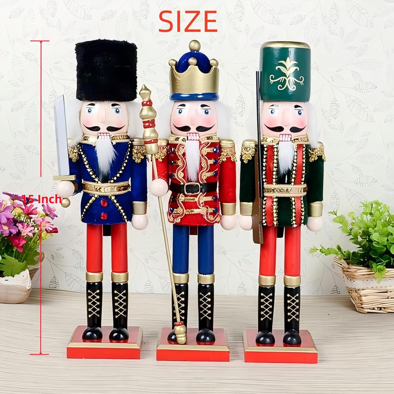 Regine Switzerland 15-Inch Christmas Nutcracker Figure - Hand-Painted Wooden Holiday Decor