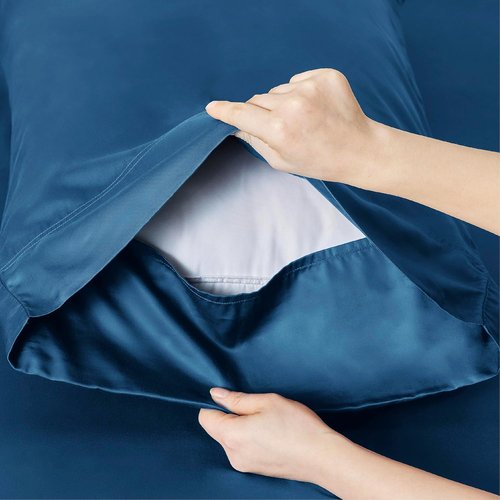 Bedsure King Size Cooling Sheets Set - Breathable Rayon from Bamboo, Soft & Luxurious Teal, Deep Pocket Up to 16 Inches