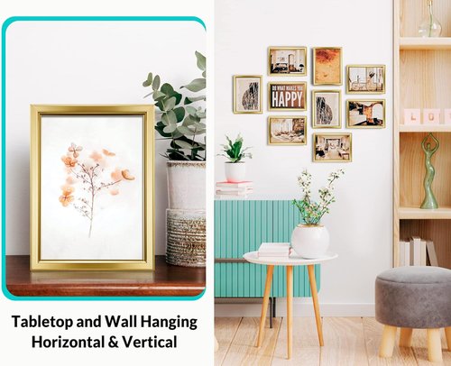 LaVie Home 4x6 Picture Frames - Set of 12 Gold Frames with High Definition Glass for Wall & Table Display