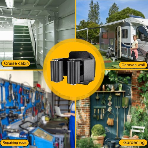 MagitcSee Upgraded Magnetic Broom and Mop Holder Wall Mount, Space-Saving Heavy Duty No Drill Over the Door Broom Gripper RV Camper Wall Organizer,Black,4 Pcs
