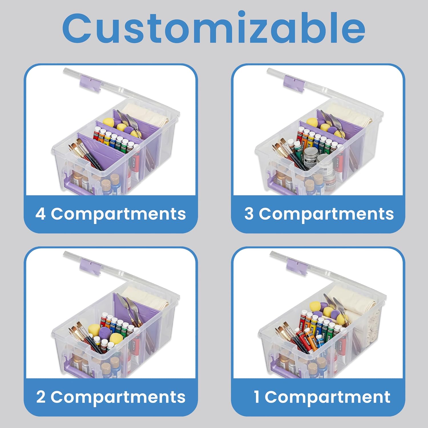 ArtBin Semi Satchel Craft Organizer - Clear Portable Storage Case with 3 Dividers for Supplies