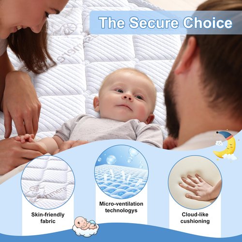 Feisaibaoly Pack and Play Mattress (38 “x26 ”x1.5),Skin Friendly Fabric, Soft, Breathable and Quiet, Provides Baby Friendly Support and Helps Healthy Spine Development,Pack and Play Topper.