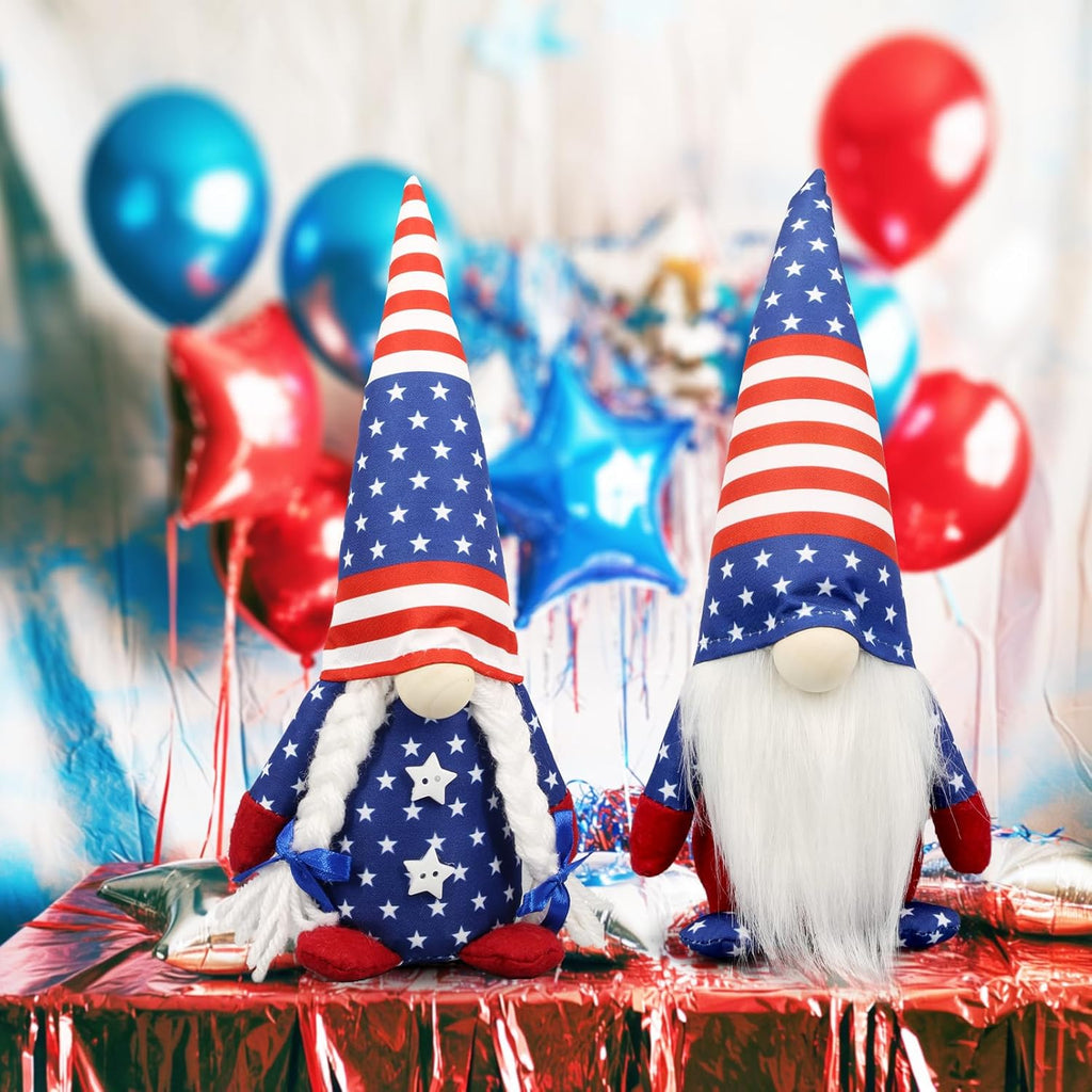 Regine Switzerland Patriotic USA Gnomes - 250th Anniversary Home Decor - Red, White & Blue Figurines for 4th of July Celebrations