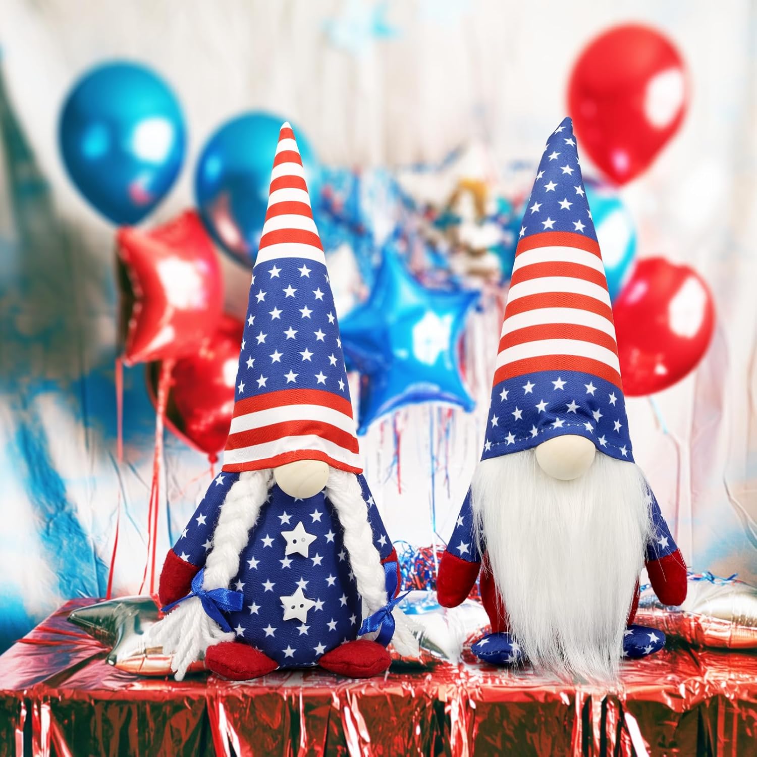 Regine Switzerland Patriotic USA Gnomes - 250th Anniversary Home Decor - Red, White & Blue Figurines for 4th of July Celebrations