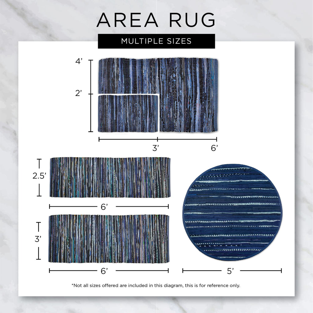 DII Chindi Home Collection Handwoven Multicolor Area Rag Rug, 20x31.5, Black
