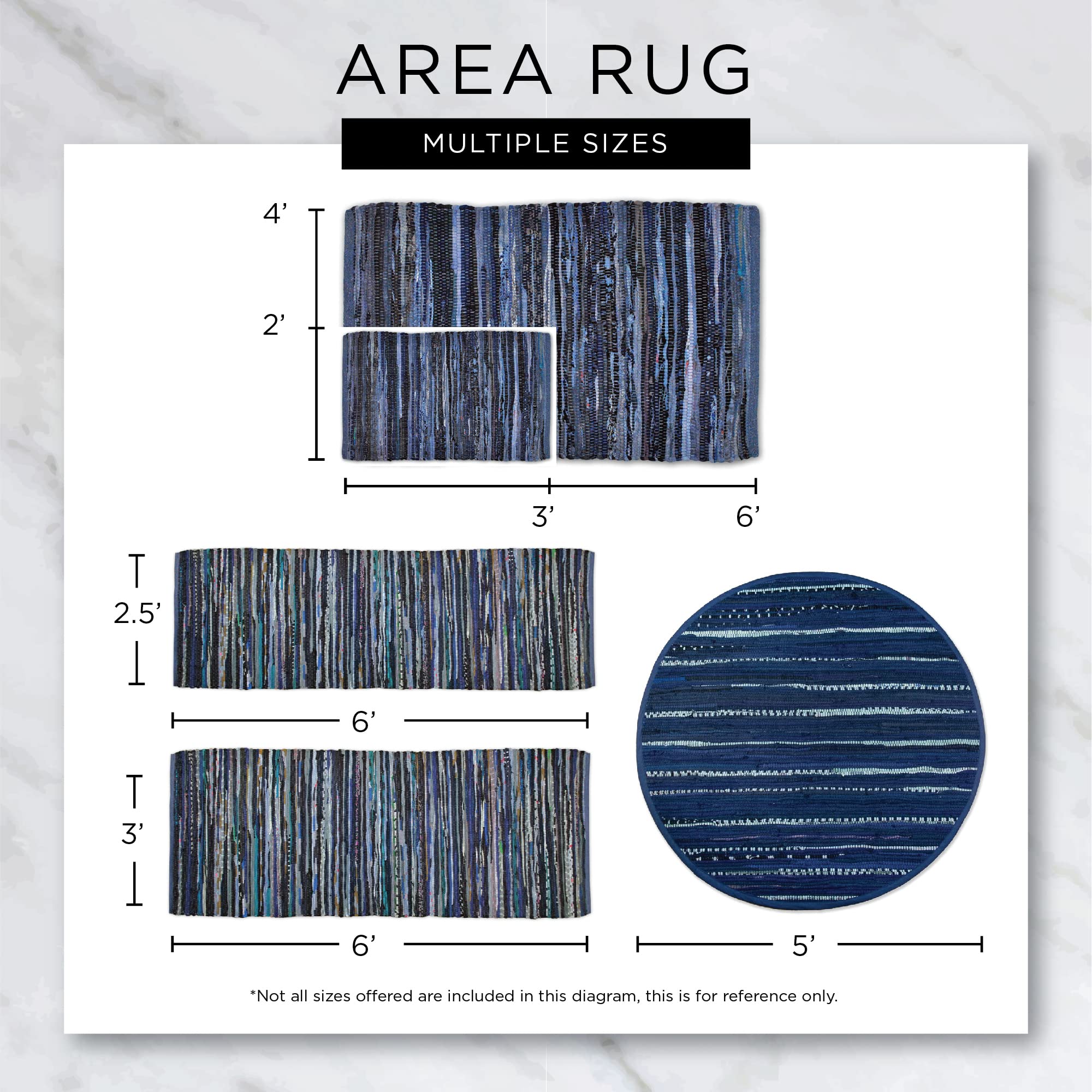 DII Chindi Home Collection Handwoven Multicolor Area Rag Rug, 20x31.5, Black