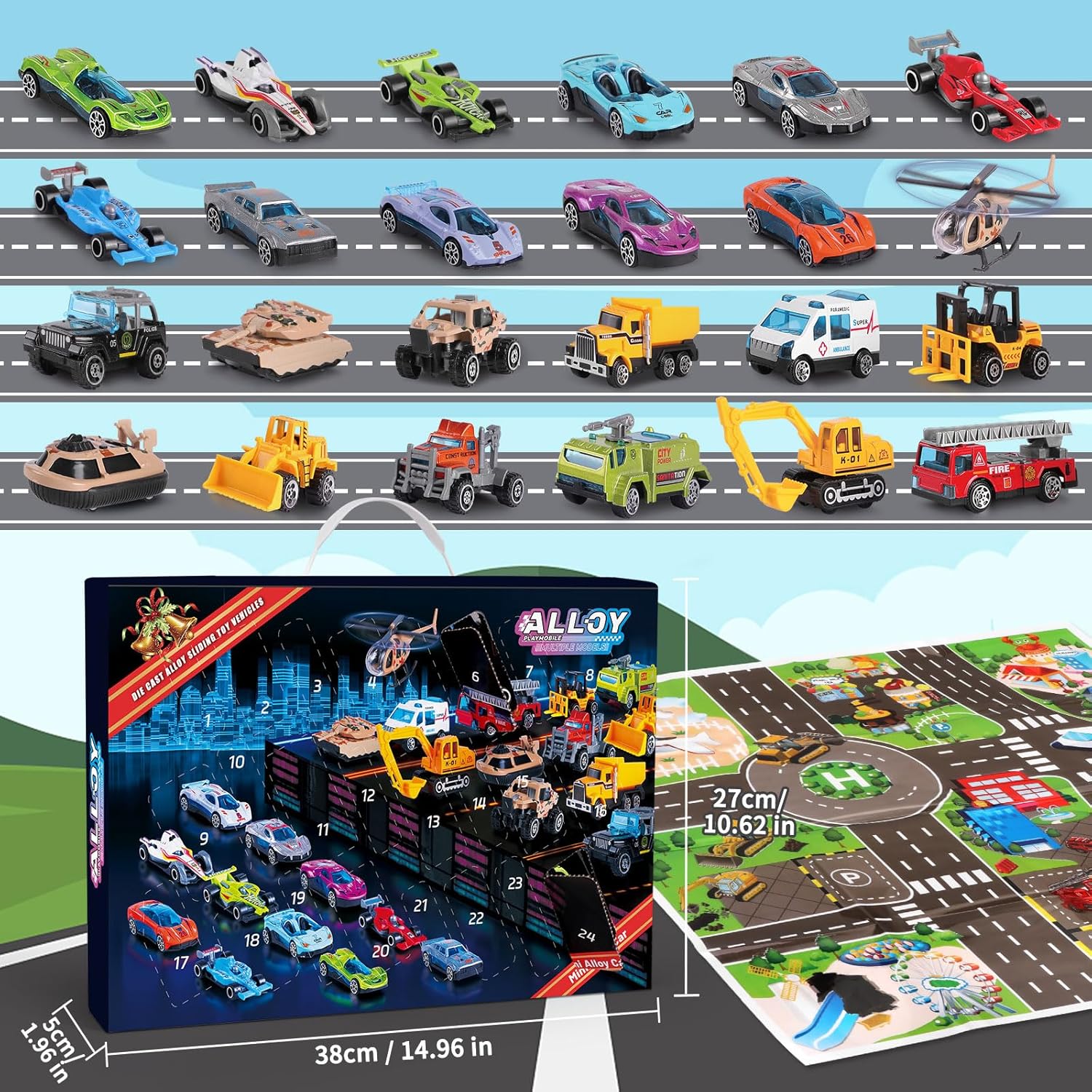 Play Vehicles Advent Calendar by [Brand Name] - 24 Days of Surprises for Boys | Christmas Countdown Toy Set