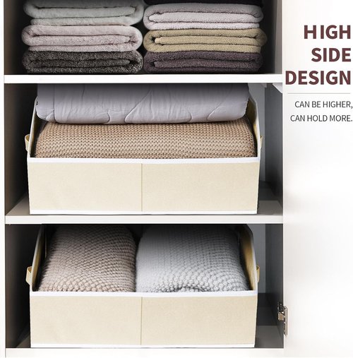 Homsorout Organizer Bins - Trapezoid Fabric Storage Baskets, 6 Pack for Toys, Clothes, Towels (Beige)