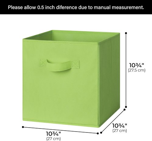 GRANNY SAYS Cube Storage Bins - 11-Inch Foldable Fabric Organizers with Handles | 6-Pack Light Green