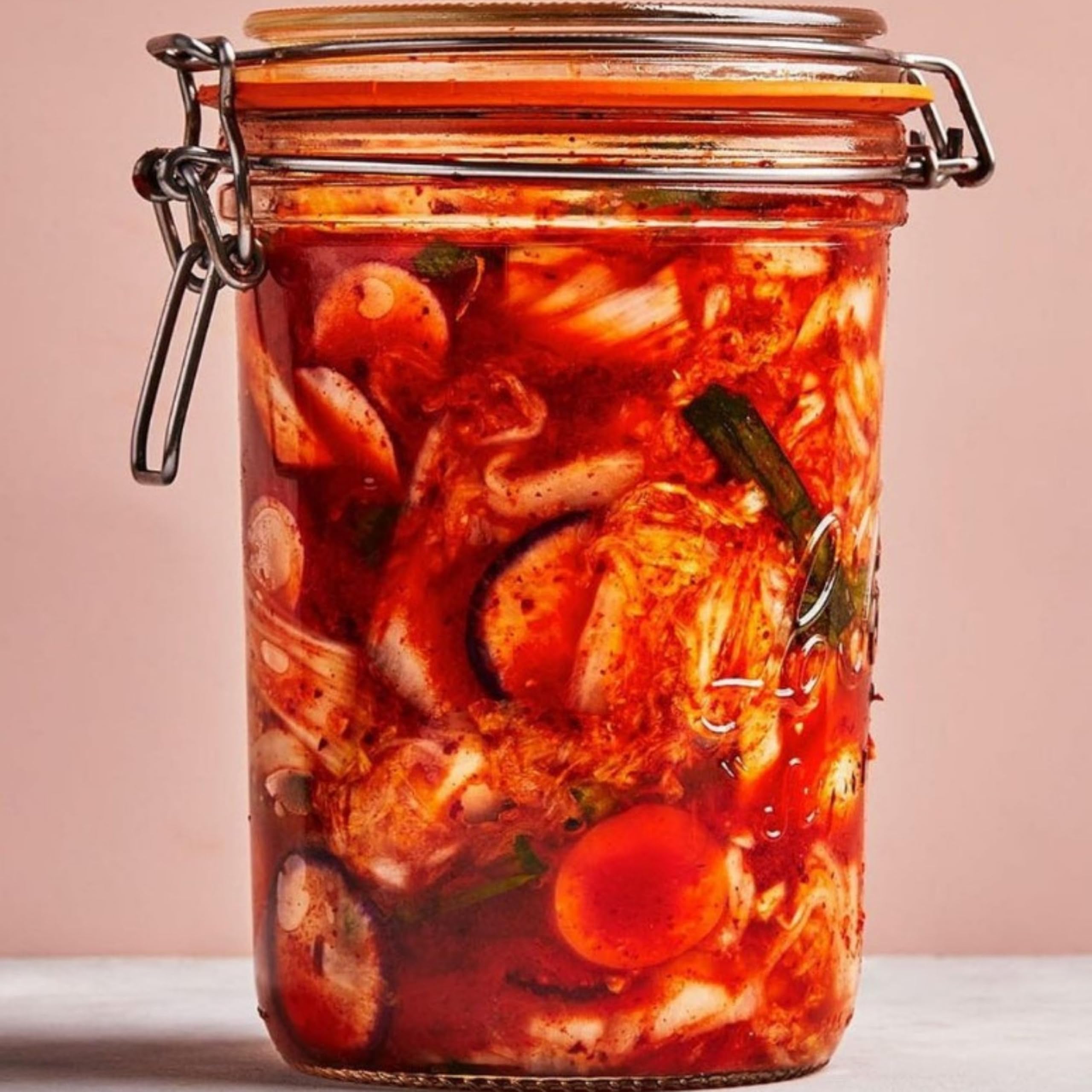 Le Parfait Super Terrine 1L (32oz) Zero Waste Eco-Friendly Glass Canning Jars, Airtight Rubber Seal & Wire Bail Lid, BPA-Free, Water Bath Safe for Food Storage & Preserving, Made in France, 4PK