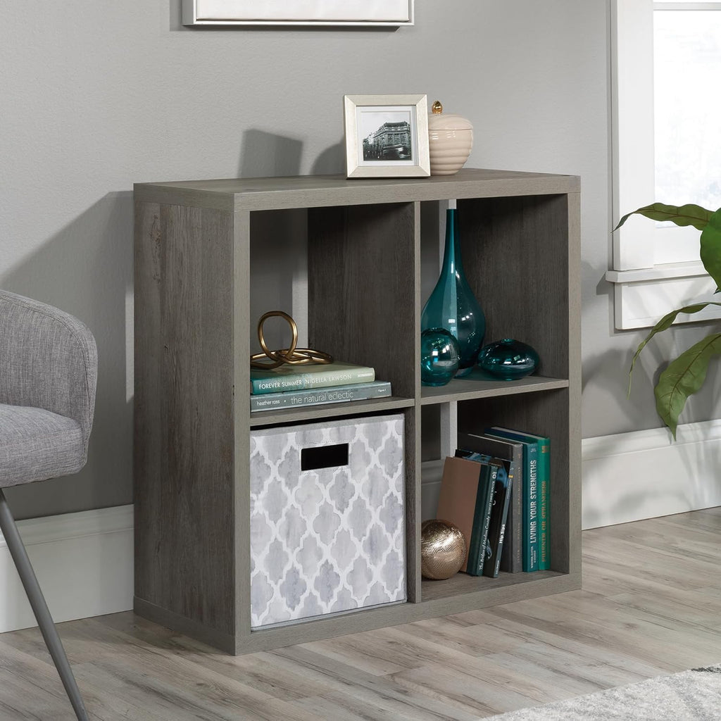Sauder 4-Cube Organizer Storage Bookcase - Stylish Mystic Oak Design for Versatile Use