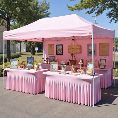 NSSONBEN 4 pk Baby Pink Spandex Tablecloth 6ft with Ruffle Table Skirt, Wrinkle Free Stretchy Fitted Tablecloths for 6 Foot Rectangle Tables, Elastic Spandex Table Covers for Weddings Parties Banquet