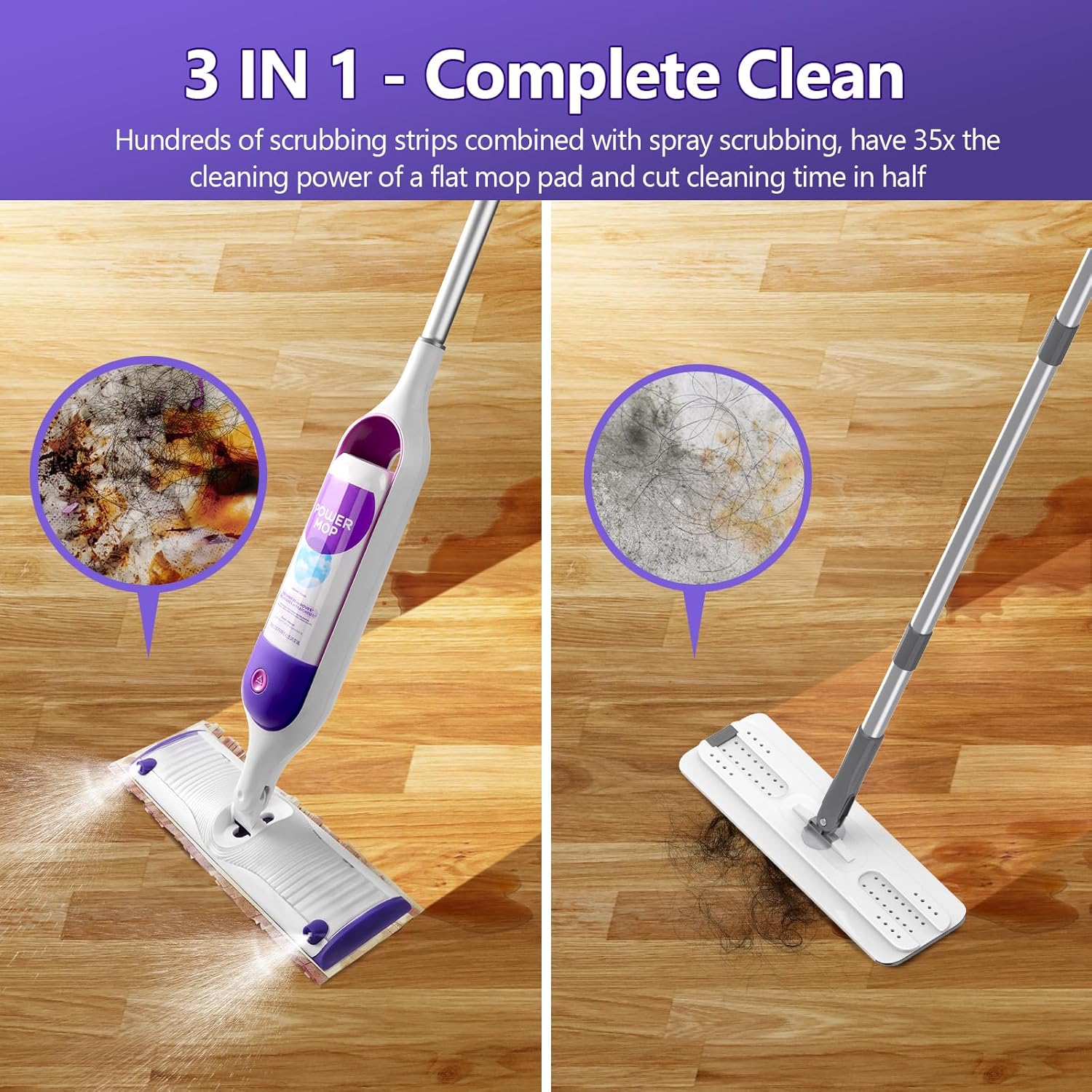 Skiennix Power Mop Refills - 24 Count Disposable Pads for Quick, Absorbent Multi-Surface Cleaning