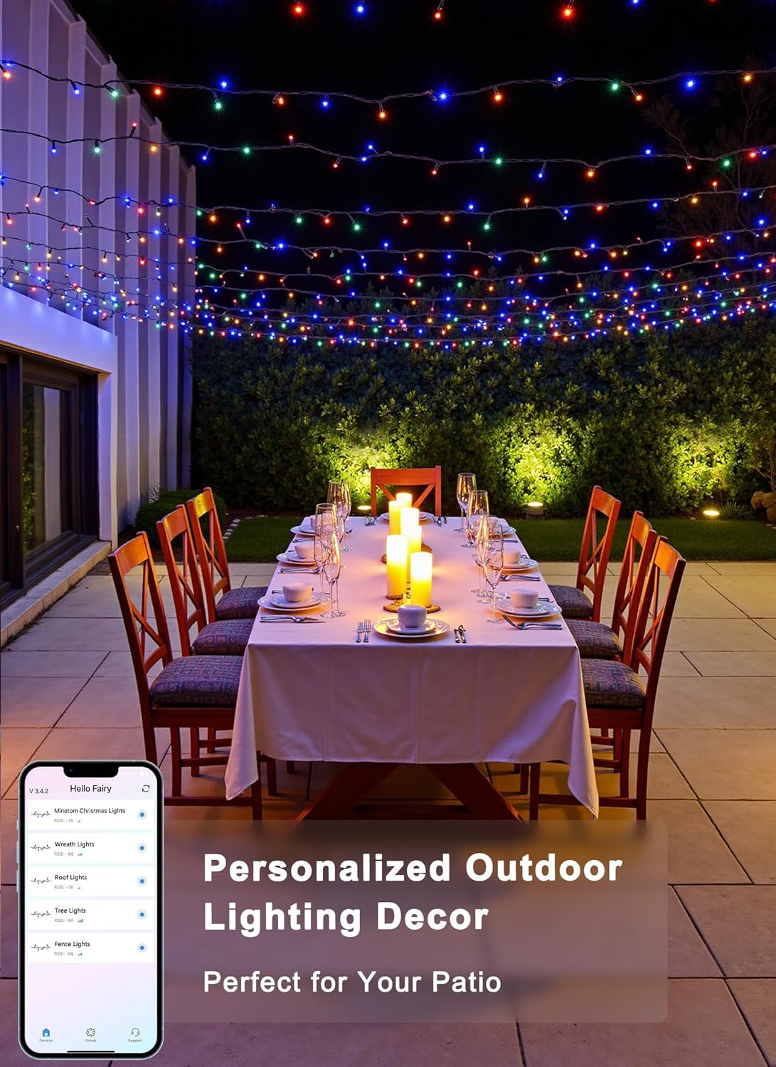 Minetom LED RGB String Lights - 82ft 250 Color Changing Fairy Lights with Remote & App Control