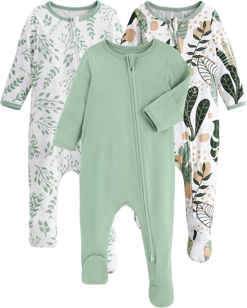 Yoofoss Baby Pajamas - 100% Organic Cotton Sleepers for Newborns | 3-Piece Footed PJs (0-9 Months)