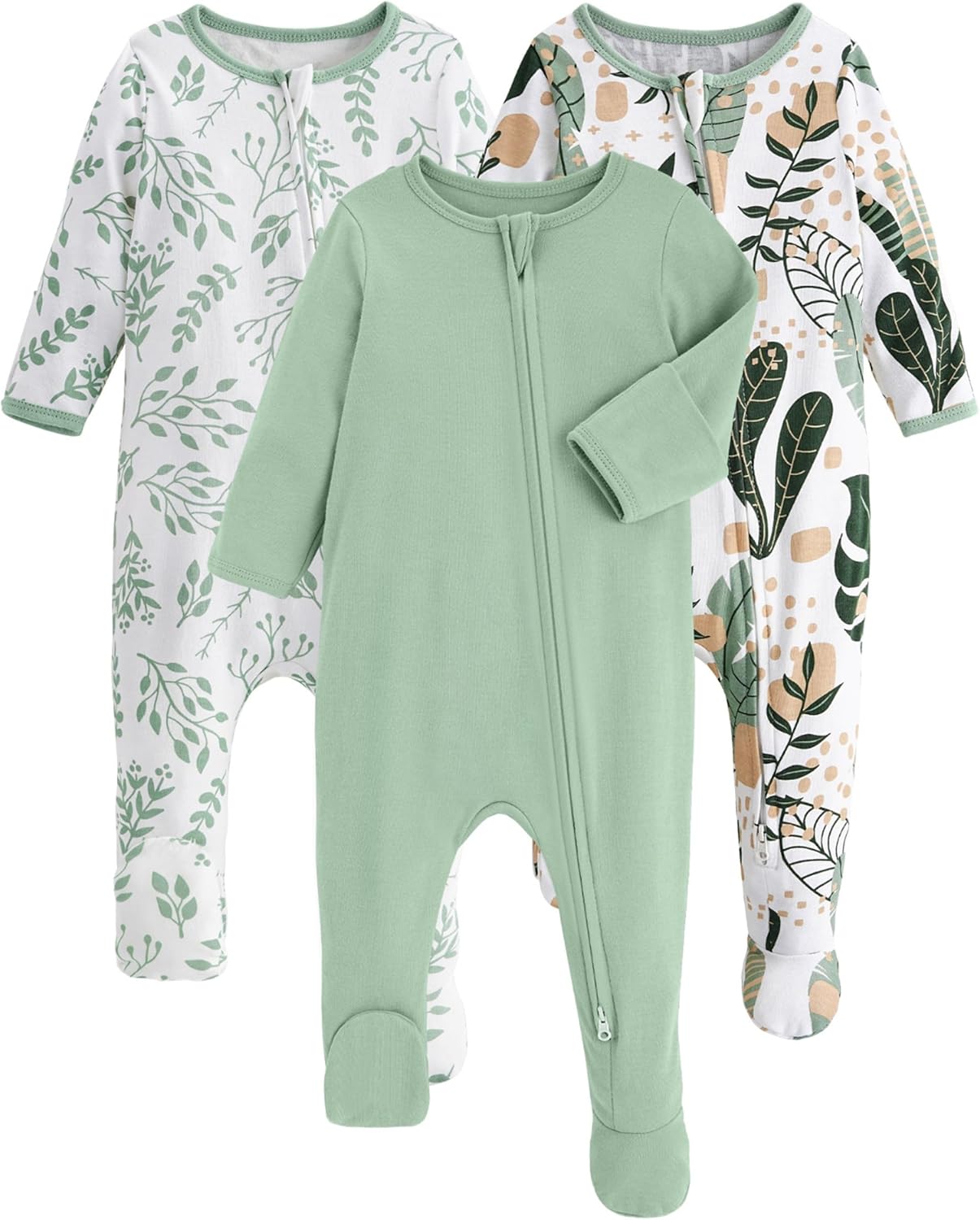 Yoofoss Baby Pajamas - 100% Organic Cotton Sleepers for Newborns | 3-Piece Footed PJs (0-9 Months)