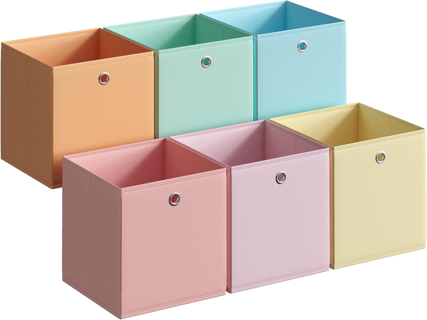 SONGMICS Storage Cubes - Set of 6 Foldable, Odorless Organizers | Colorful Fabric Bins, 10.2 x 10.2 x 11 Inches
