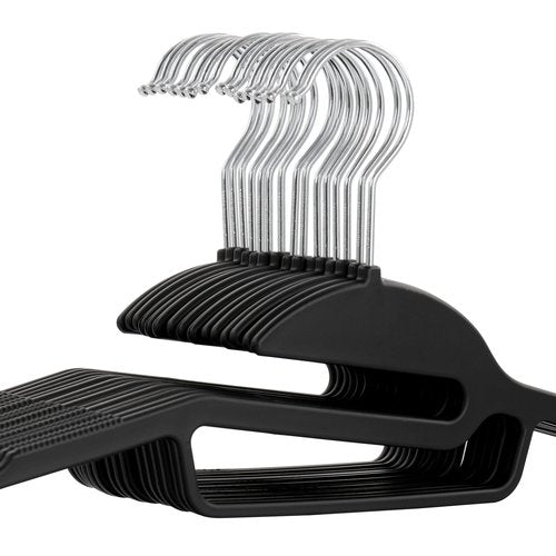Elama Home 30 Piece Rubber Non Slip Hanger with U-Slide in Black, 30 Piece Set (ELH-30)
