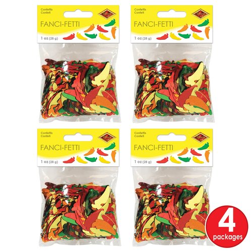 Beistle , 4 Packages Fanci Fetti Chili Peppers, 1 Ounce of Confetti in Package, Total of 4 Ounces of Confetti